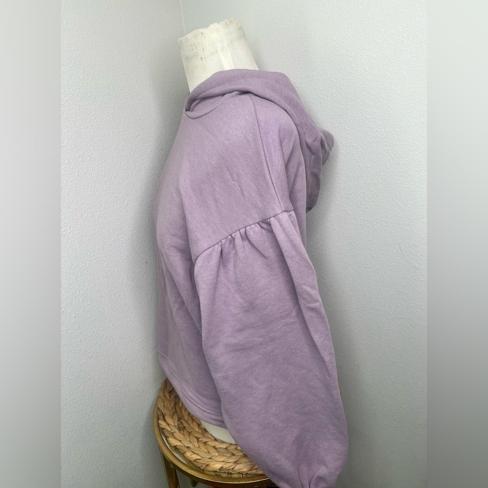 Madewell Sweatshirt Pleat-Sleeve Shrunken Hoodie Pressed Violet purple lavender - Picture 7 of 10